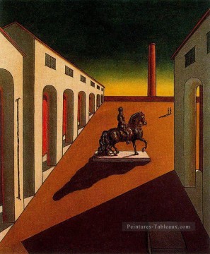  realisme - Plaza italienne avec statue équestre Giorgio de Chirico surréalisme métaphysique